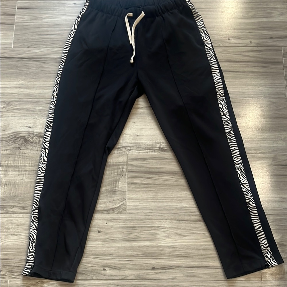 Men's Black Joggers with Zebra Side Stripes